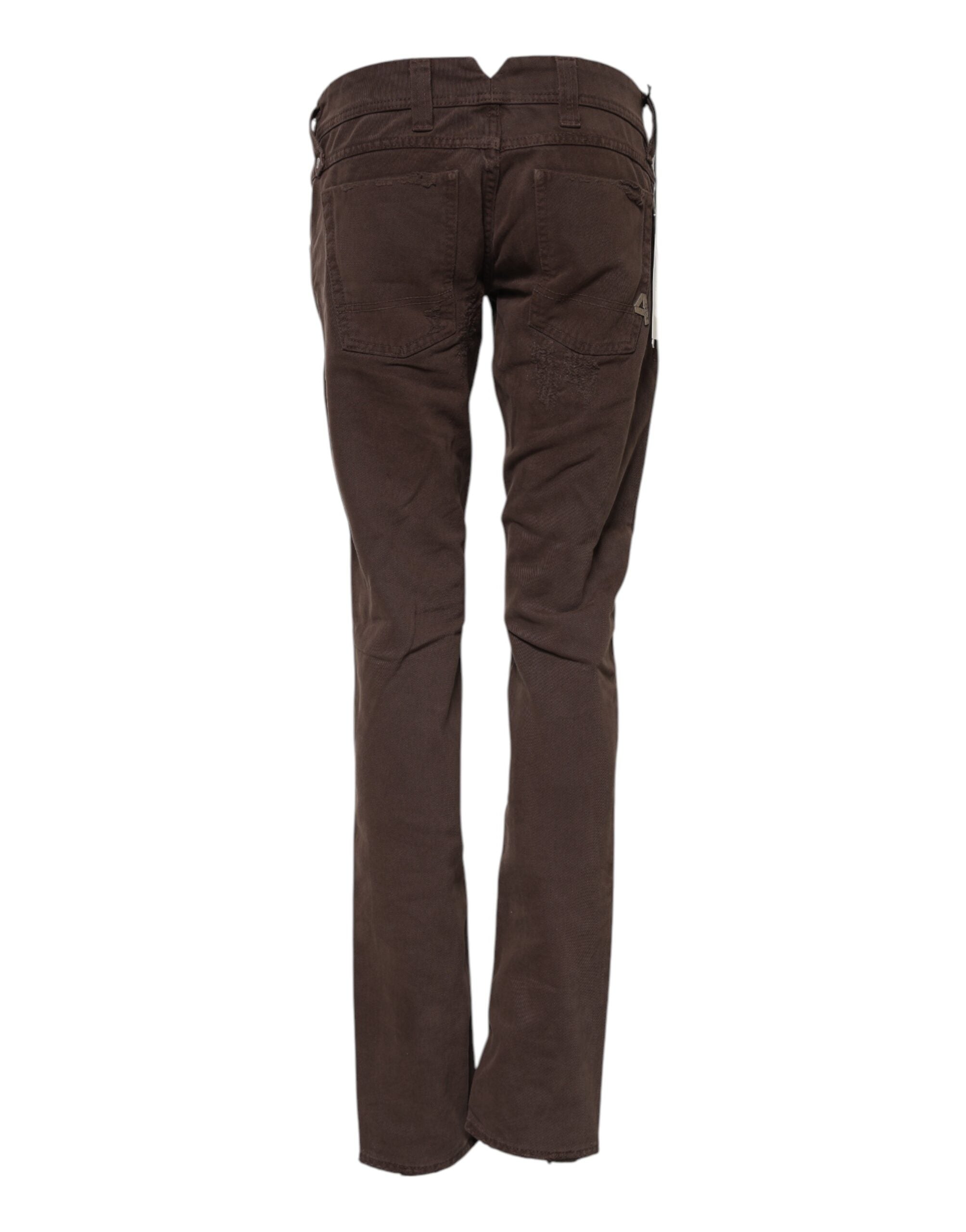 Jeans casual skinny a vita bassa in cotone marrone CYCLE