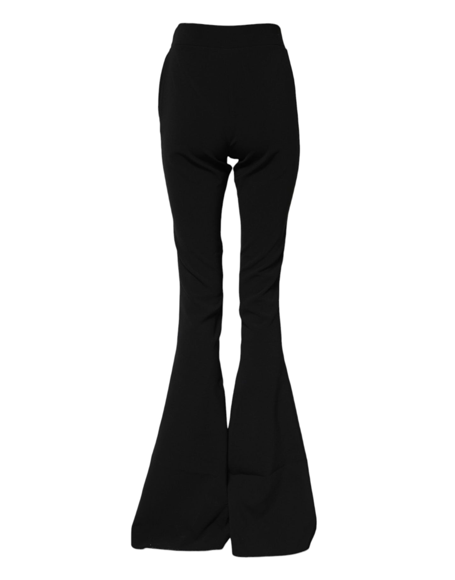 Dsquared² Pantaloni Svasati Neri a Vita Alta in Poliestere