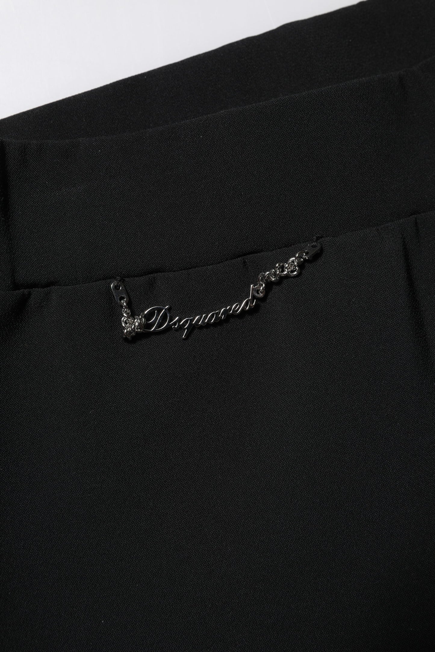 Dsquared² Pantaloni Svasati Neri a Vita Alta in Poliestere