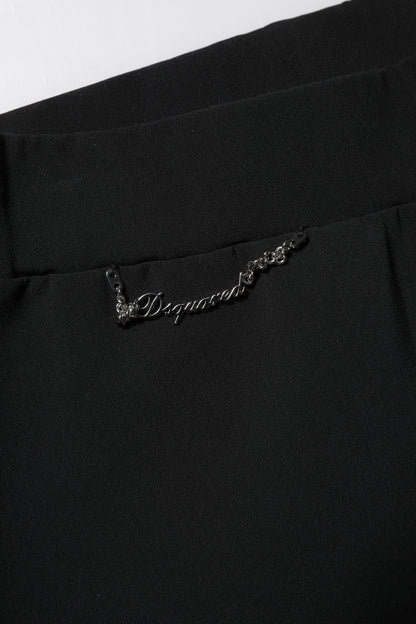 Dsquared² Pantaloni Svasati Neri a Vita Alta in Poliestere