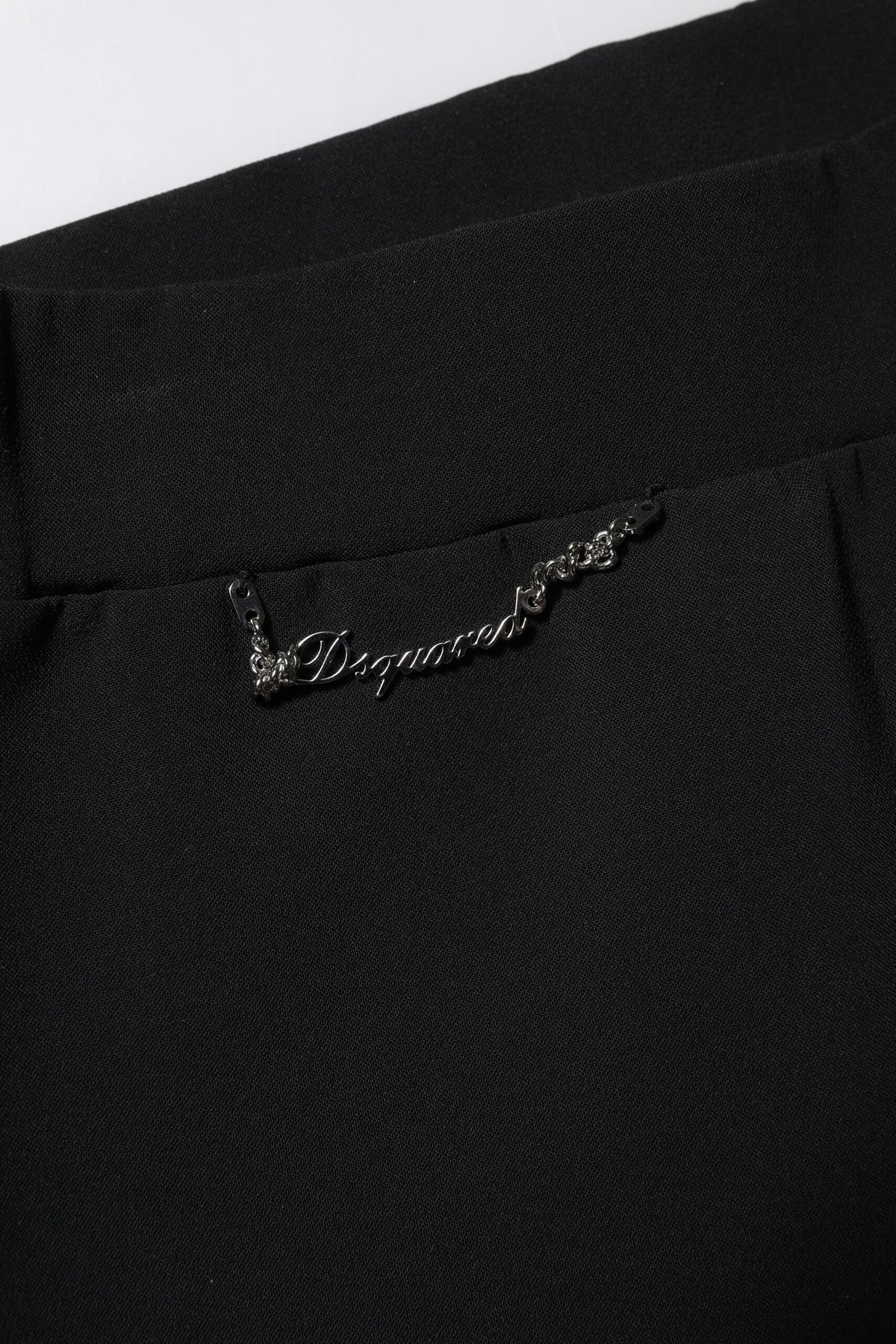 Dsquared² Pantaloni Svasati Neri a Vita Alta in Poliestere