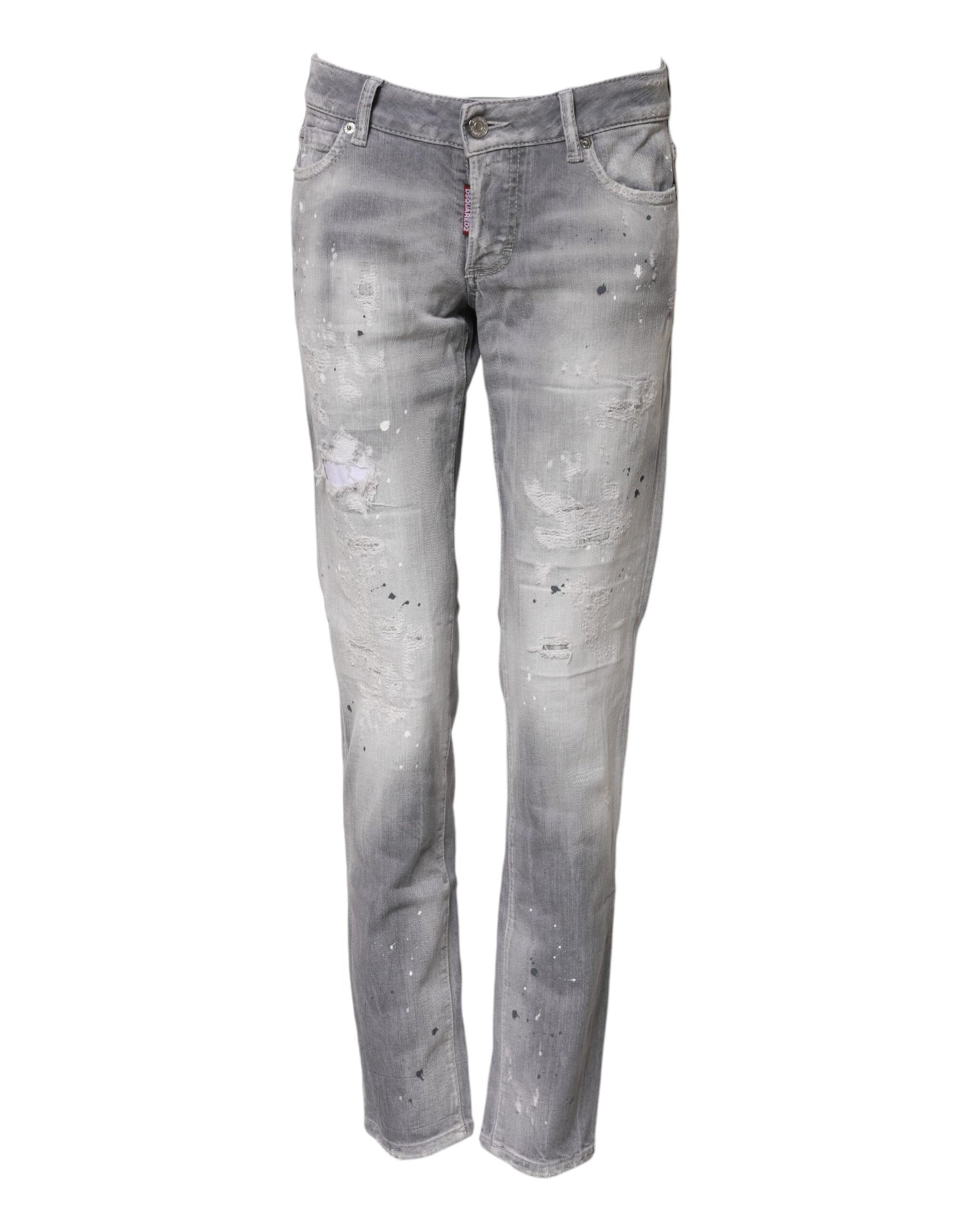 Jean en denim gris délavé taille mi-haute fuselée Dsquared²