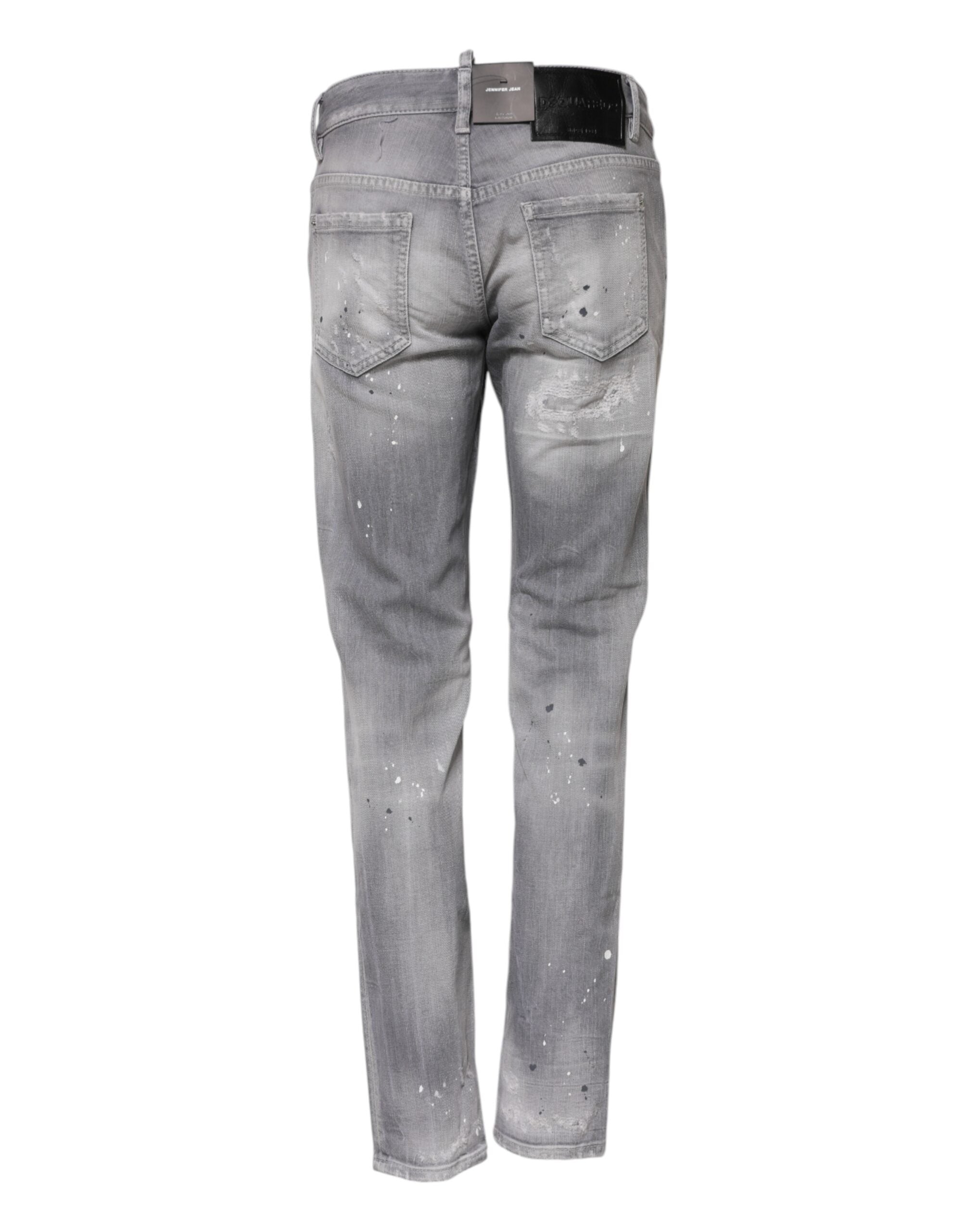 Jeans affusolati a vita media in denim lavato grigio Dsquared²
