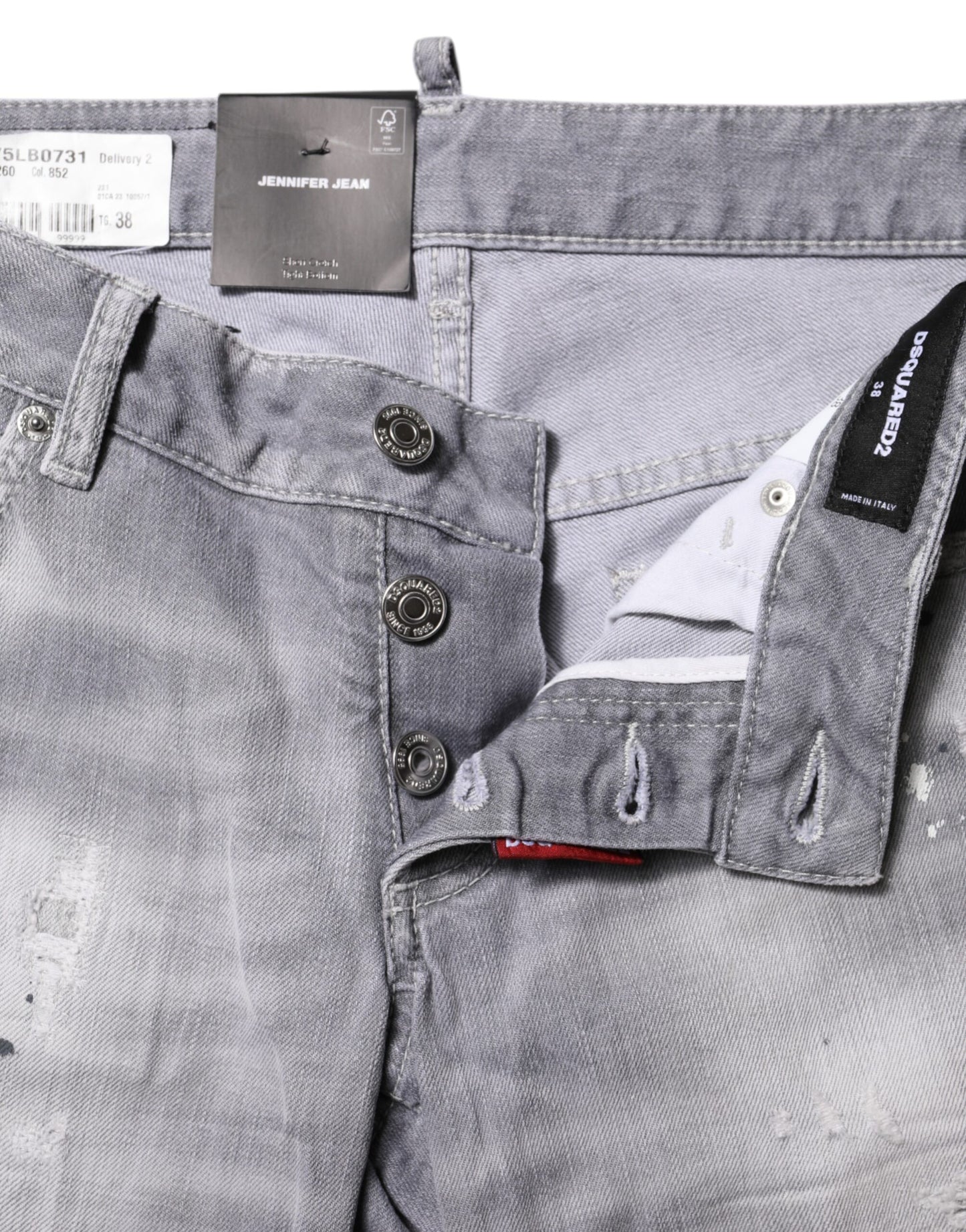 Jean en denim gris délavé taille mi-haute fuselée Dsquared²