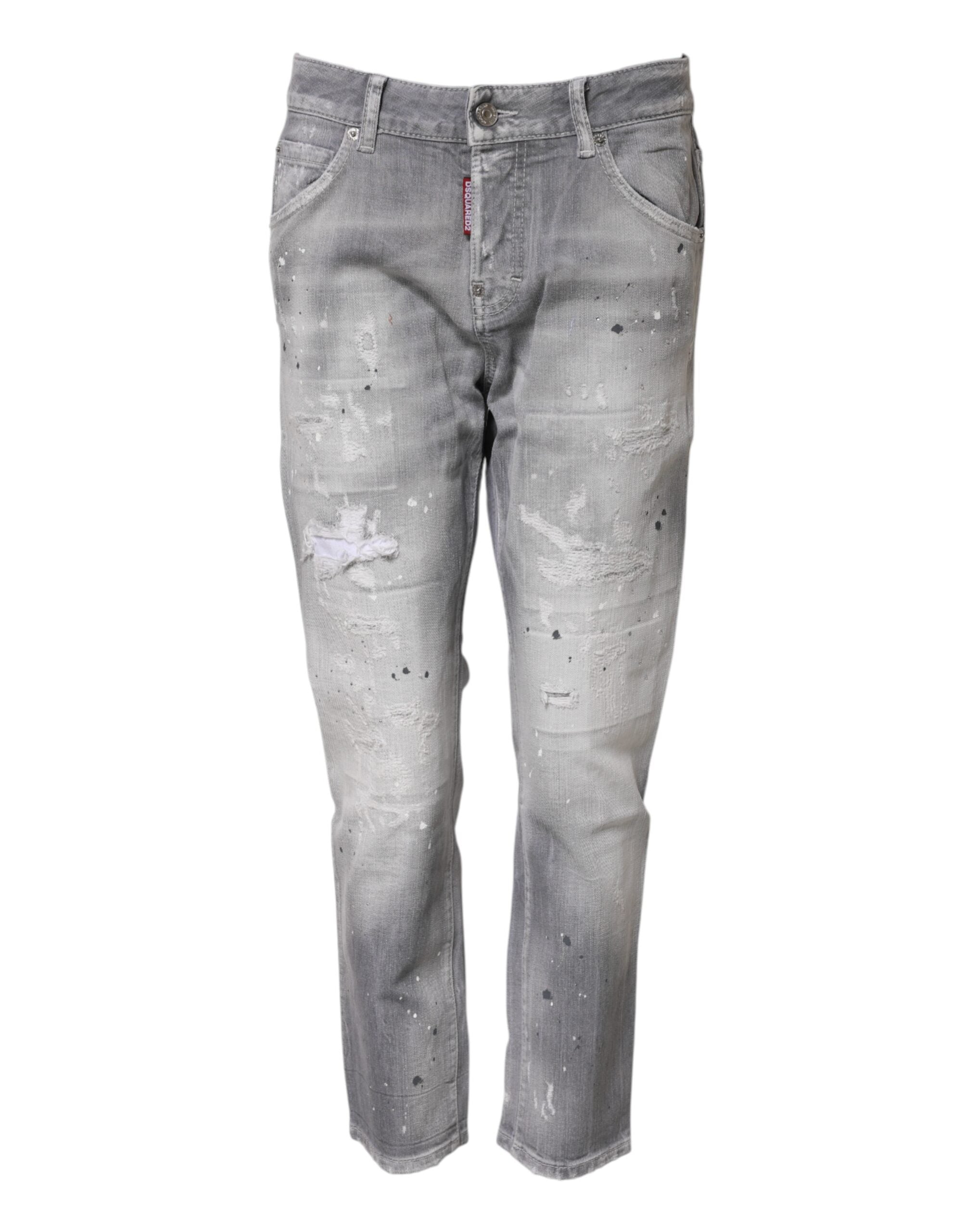 Jeans affusolati a vita media Dsquared² grigi lavati