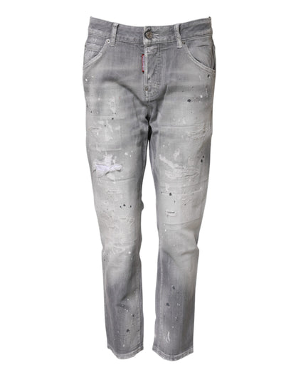 Jeans affusolati a vita media Dsquared² grigi lavati