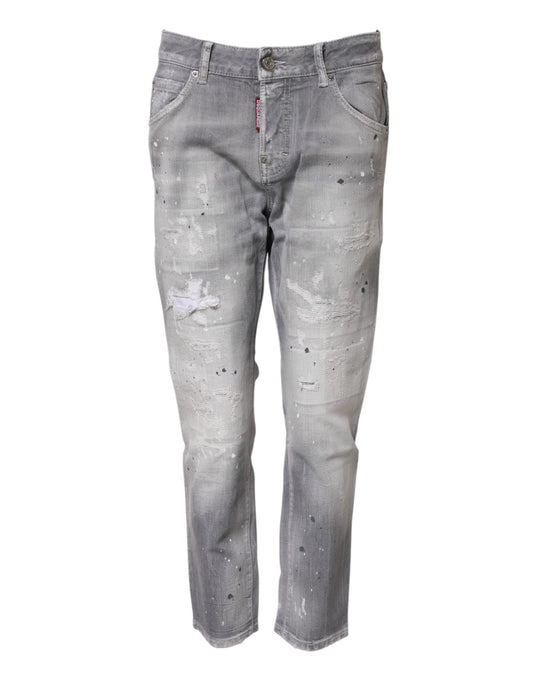Jeans affusolati a vita media Dsquared² grigi lavati