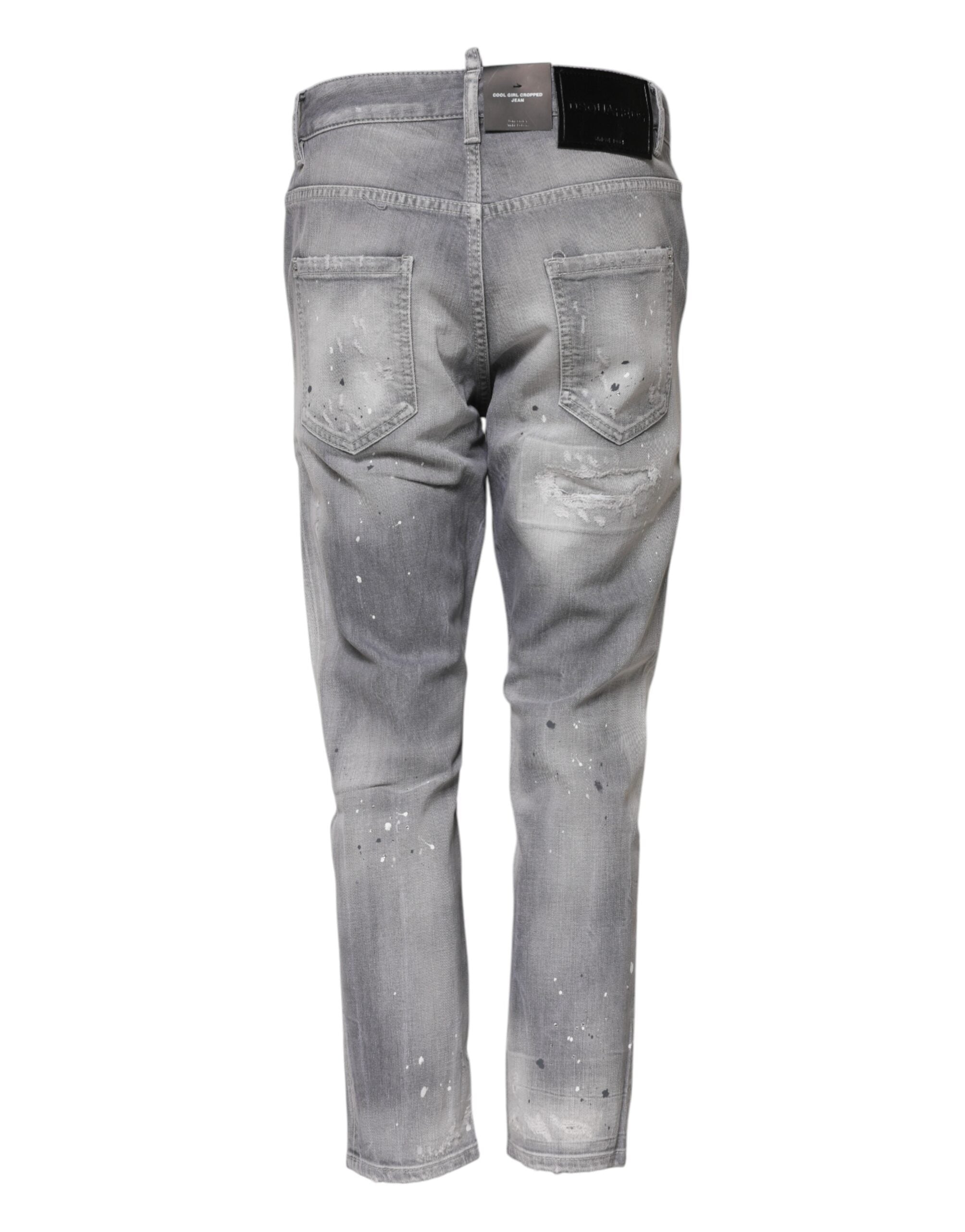 Jeans affusolati a vita media Dsquared² grigi lavati