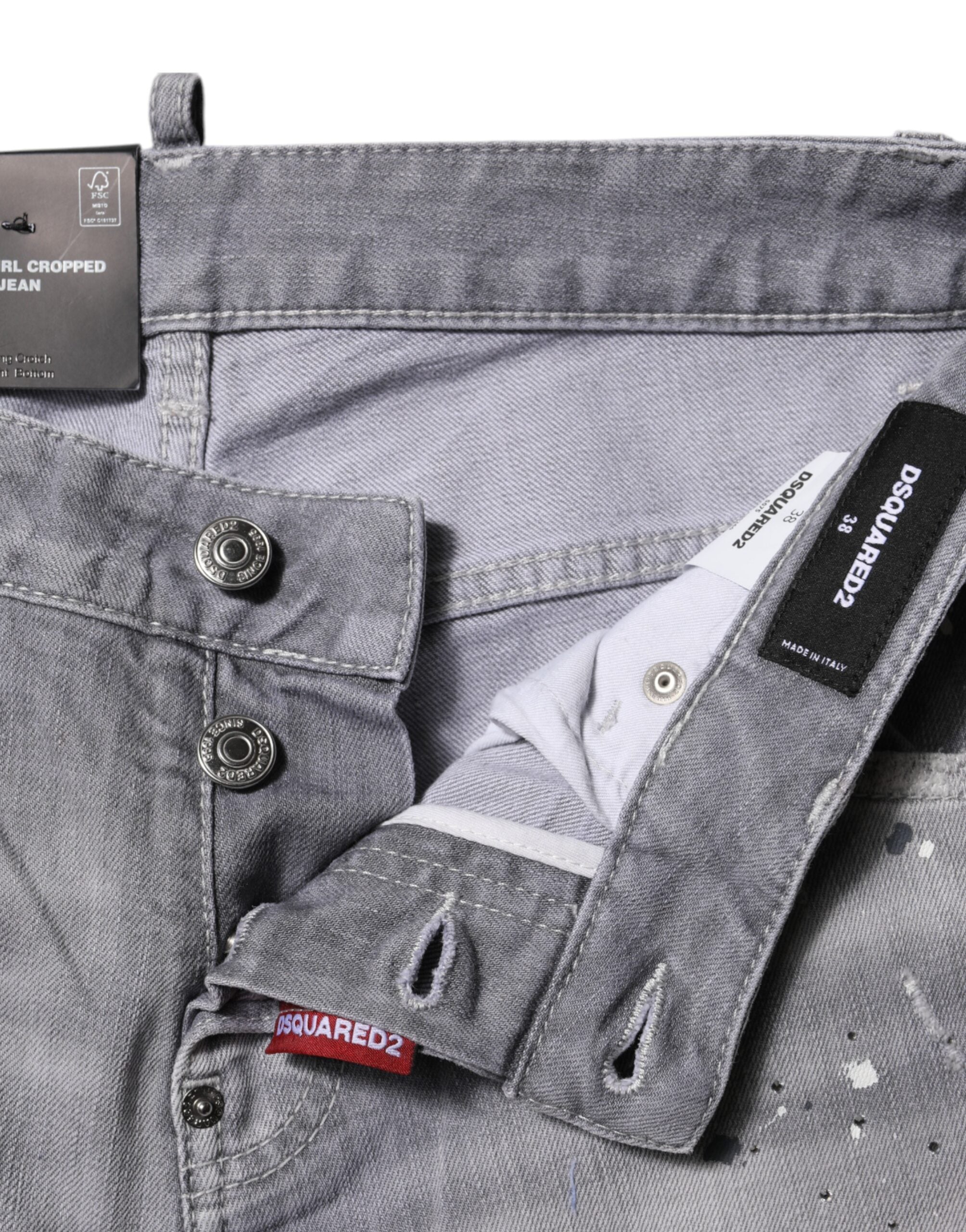 Jeans affusolati a vita media Dsquared² grigi lavati