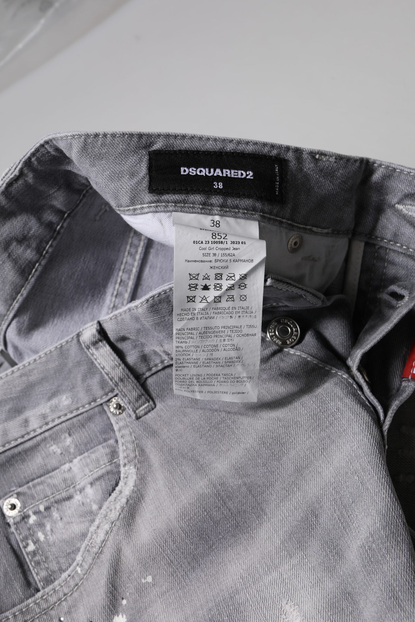 Jeans affusolati a vita media Dsquared² grigi lavati
