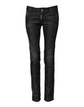 Jeans skinny a vita bassa in cotone nero Dsquared²