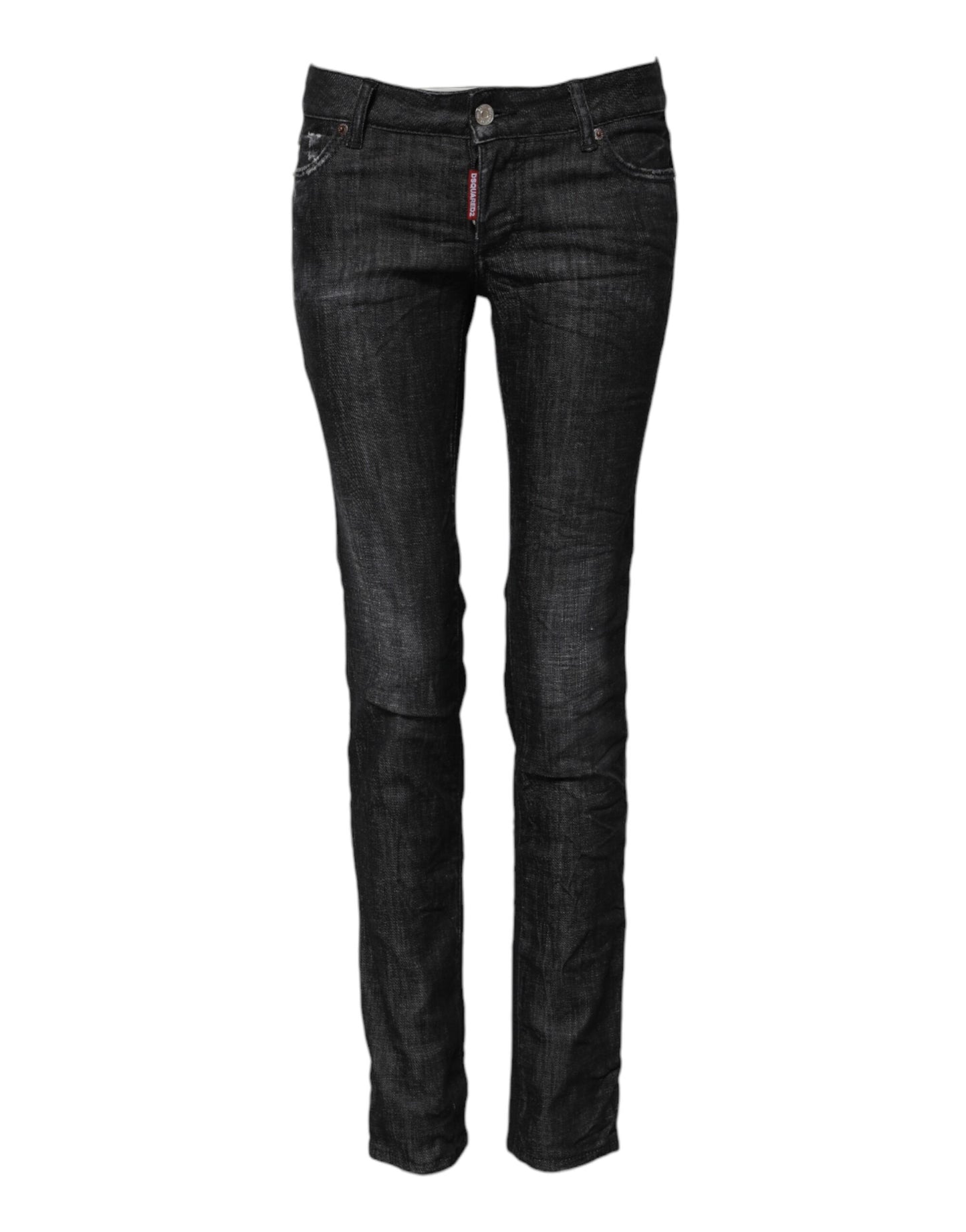 Jeans skinny a vita bassa in cotone nero Dsquared²