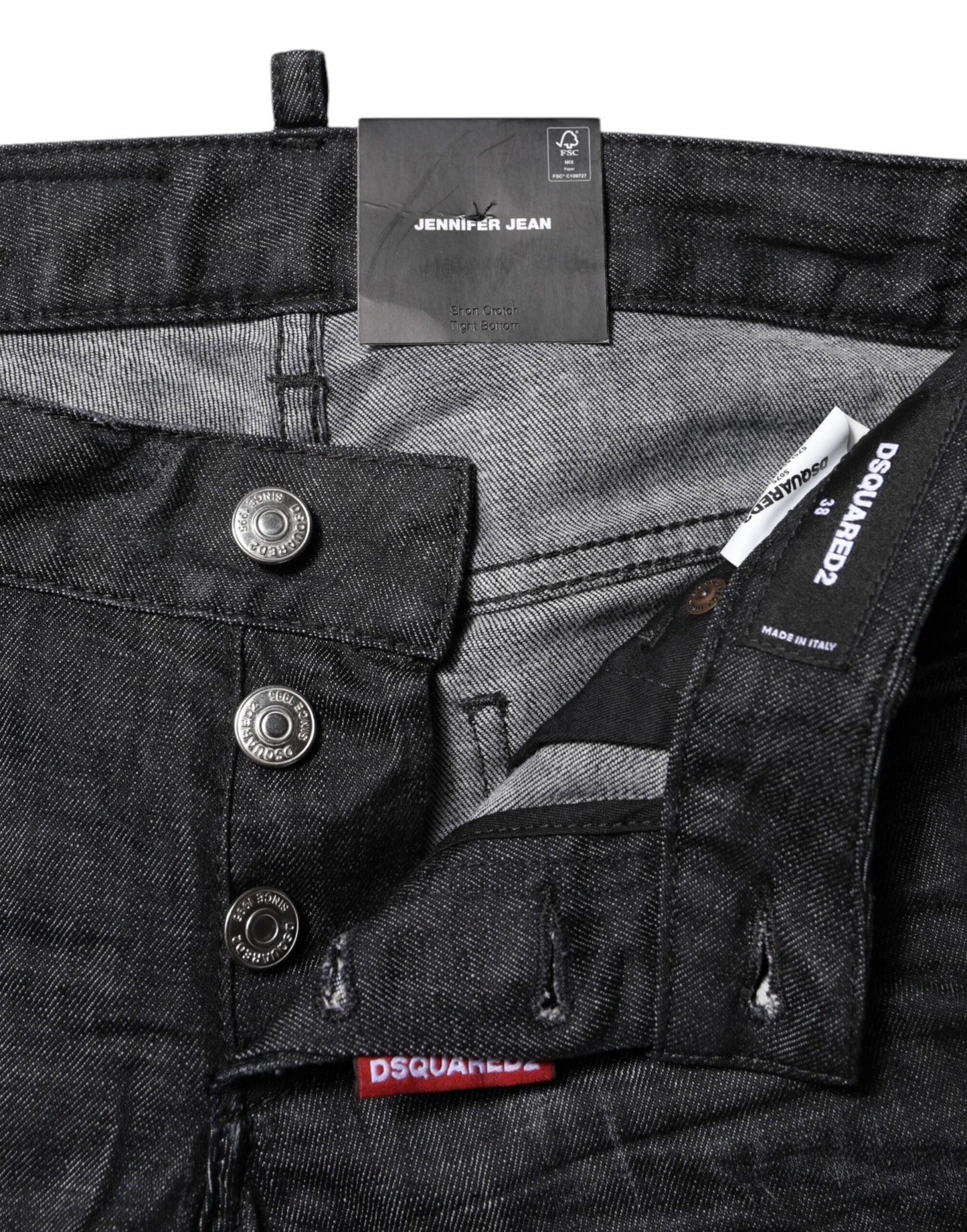 Jeans skinny a vita bassa in cotone nero Dsquared²