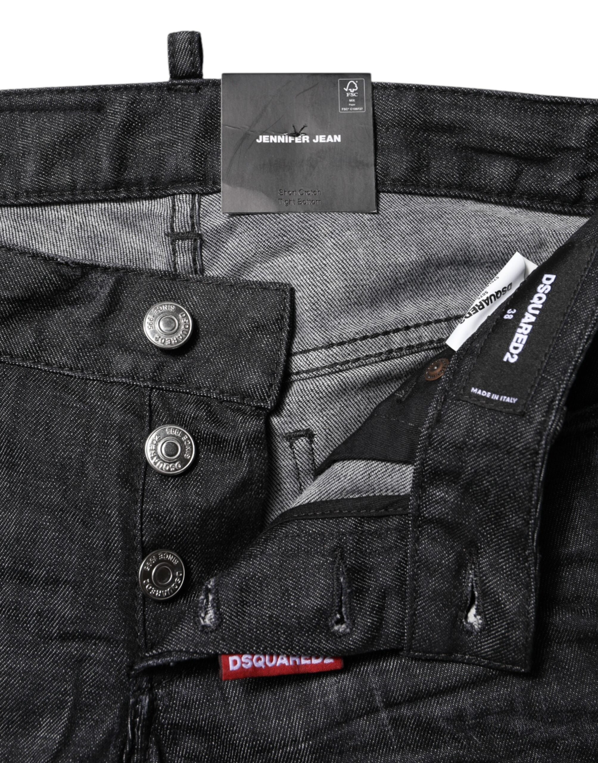 Jeans skinny a vita bassa in cotone nero Dsquared²