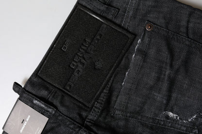 Jeans skinny a vita bassa in cotone nero Dsquared²