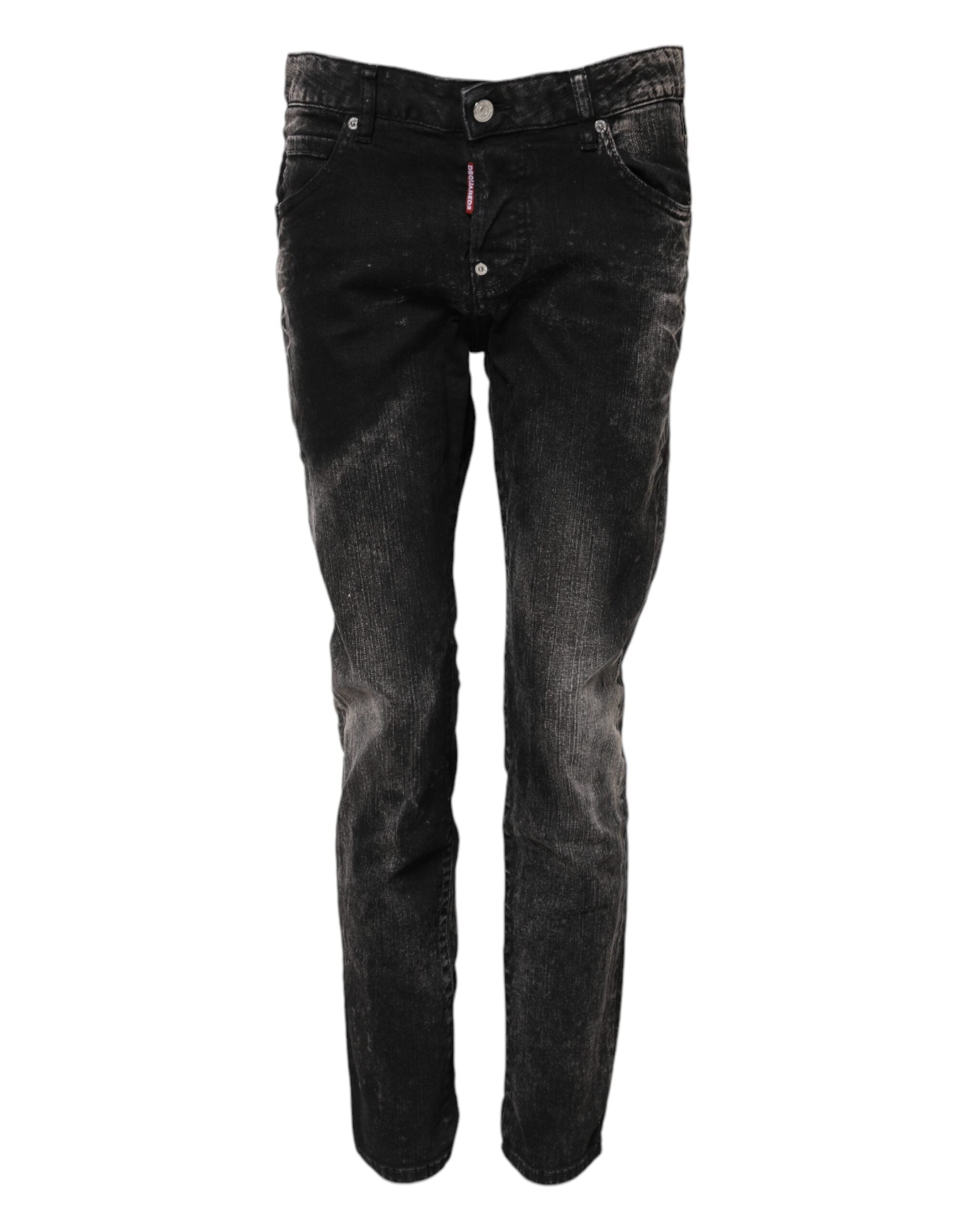 Jeans affusolati a vita media in denim lavato nero Dsquared²