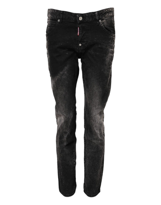 Jeans affusolati a vita media in denim lavato nero Dsquared²