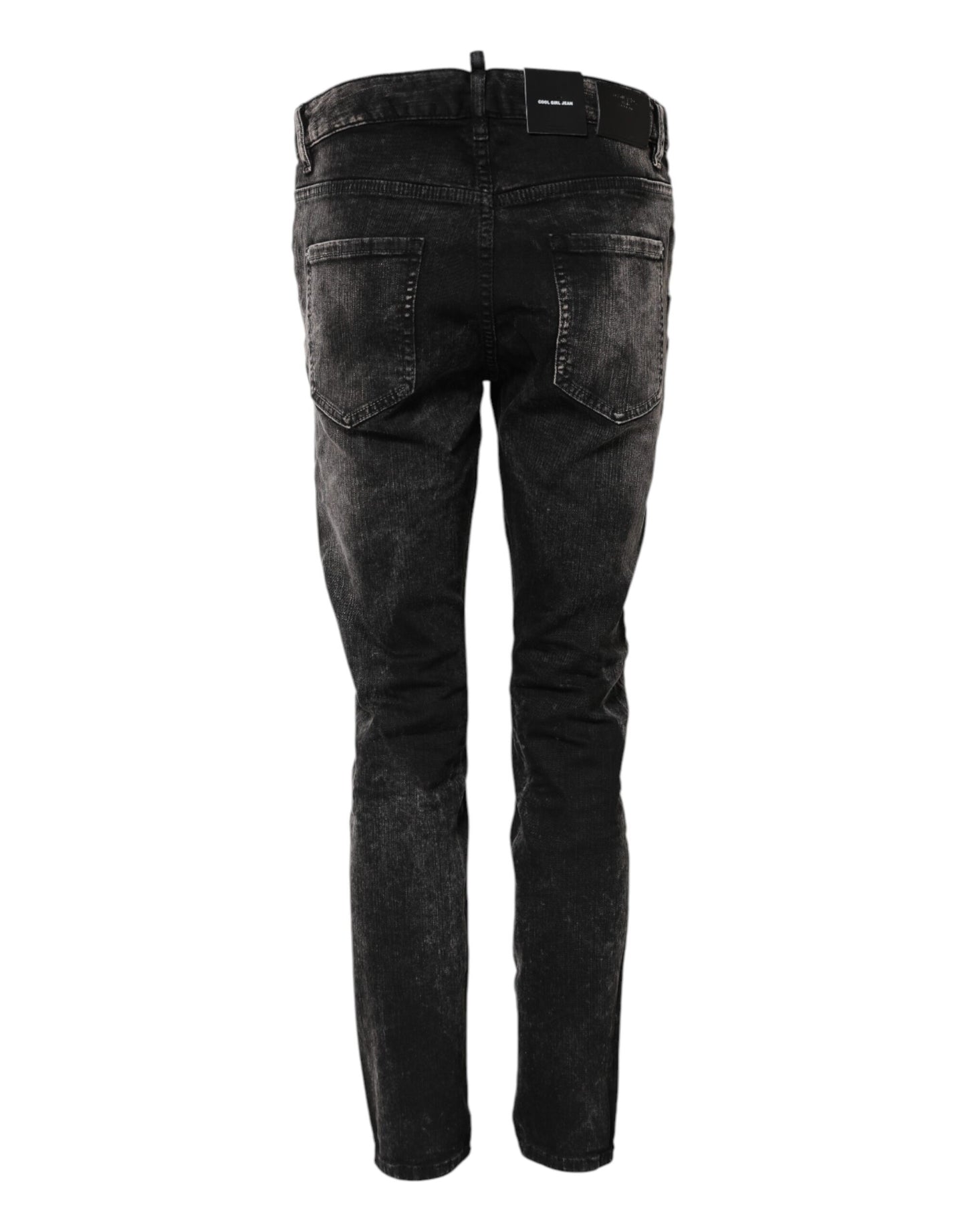 Jean en denim noir délavé taille mi-haute fuselée Dsquared²