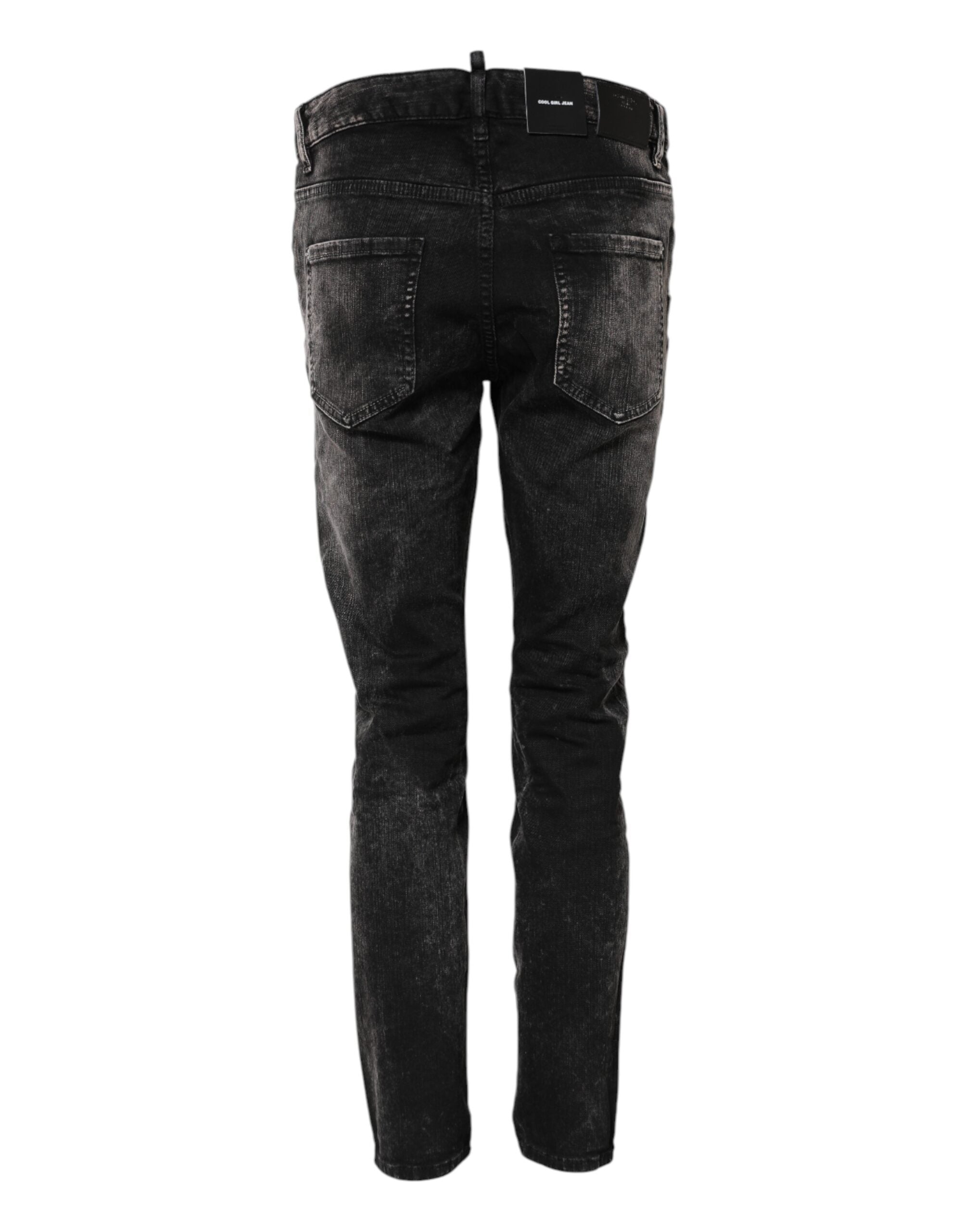 Jeans affusolati a vita media in denim lavato nero Dsquared²