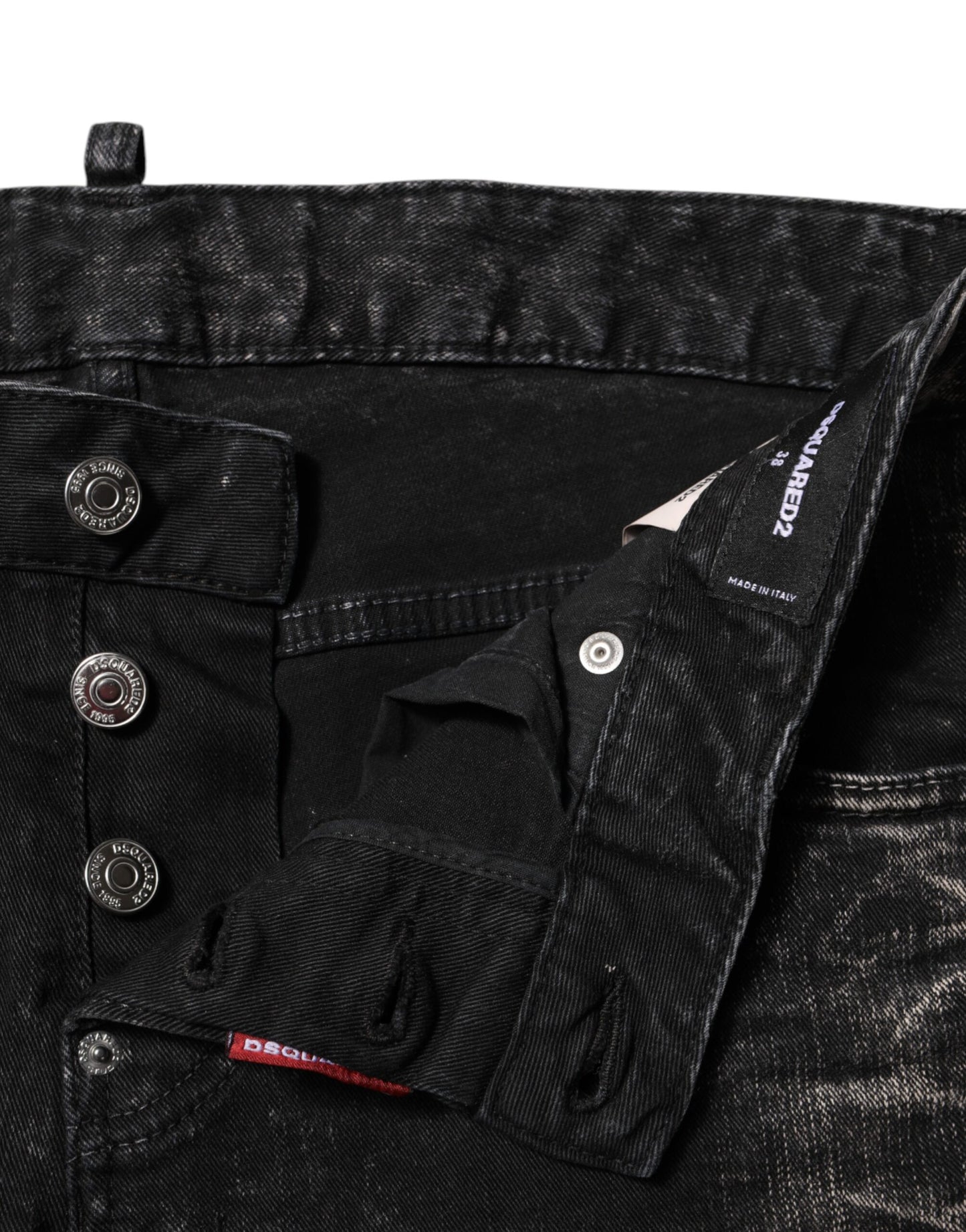 Jean en denim noir délavé taille mi-haute fuselée Dsquared²