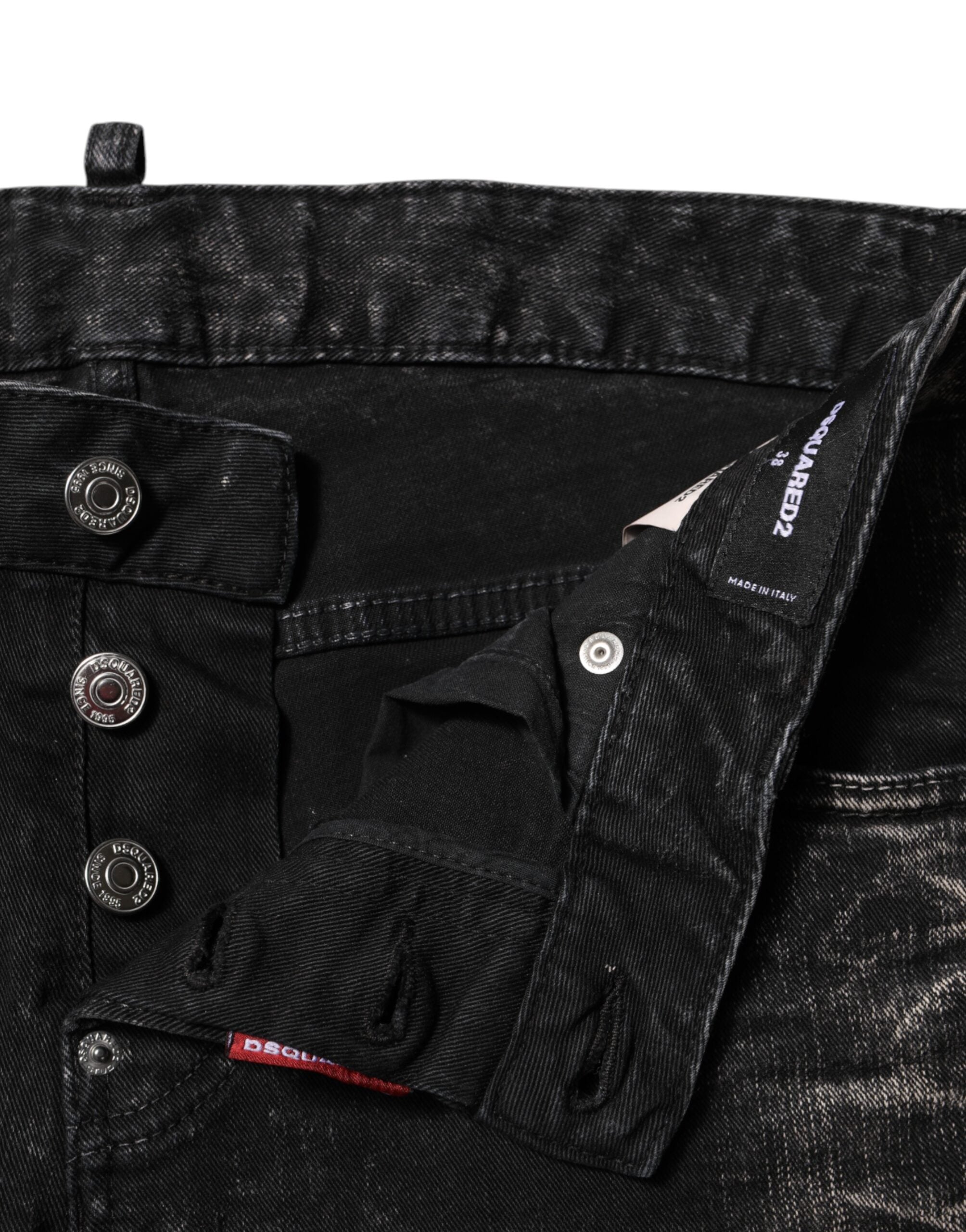 Jeans affusolati a vita media in denim lavato nero Dsquared²