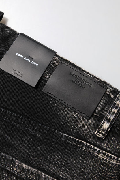Jean en denim noir délavé taille mi-haute fuselée Dsquared²