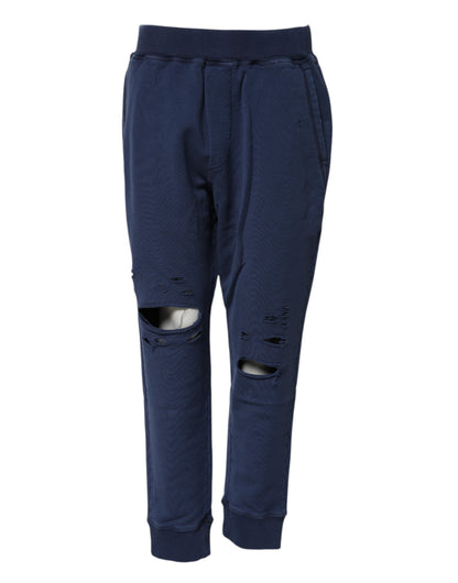 Pantalon de jogging taille mi-haute en coton bleu Dsquared²