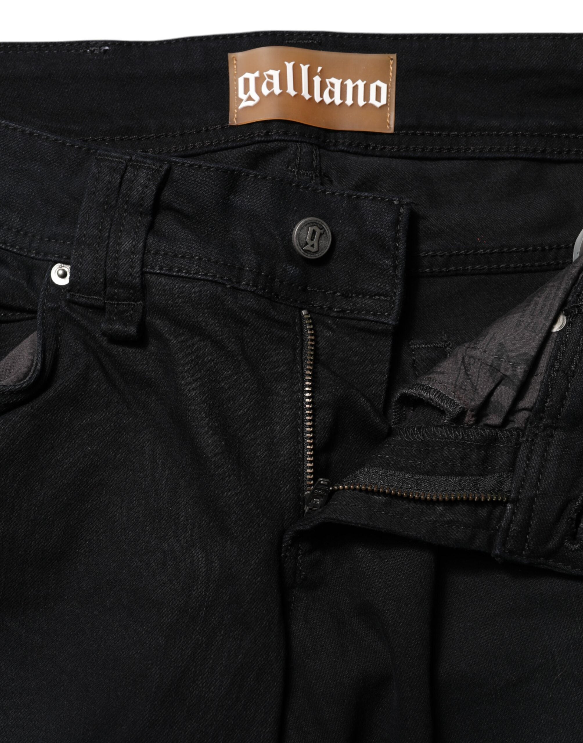 Jean John Galliano en coton noir, taille mi-haute fuselée