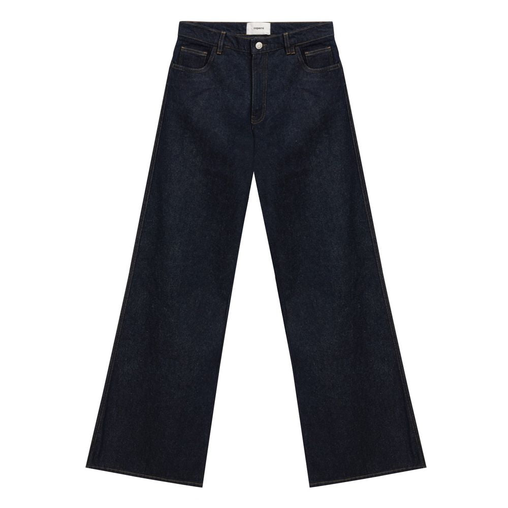 Jeans a vita alta in cotone blu Coperni