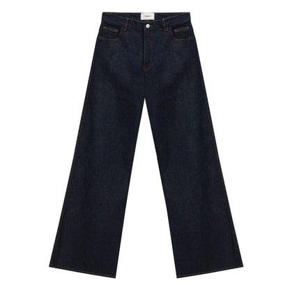 Jeans a vita alta in cotone blu Coperni