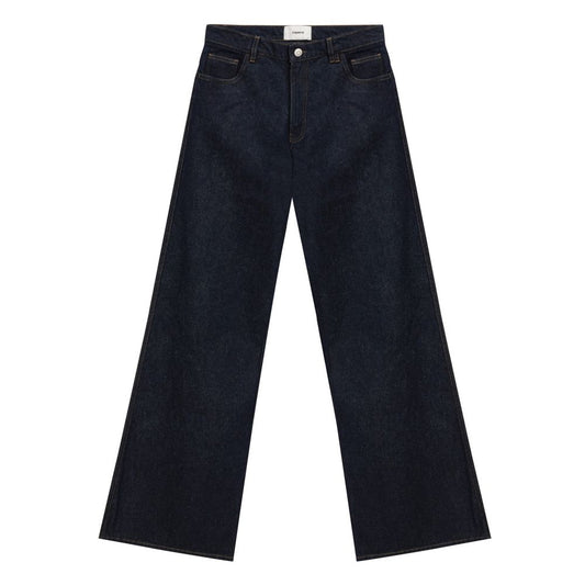 Jeans a vita alta in cotone blu Coperni