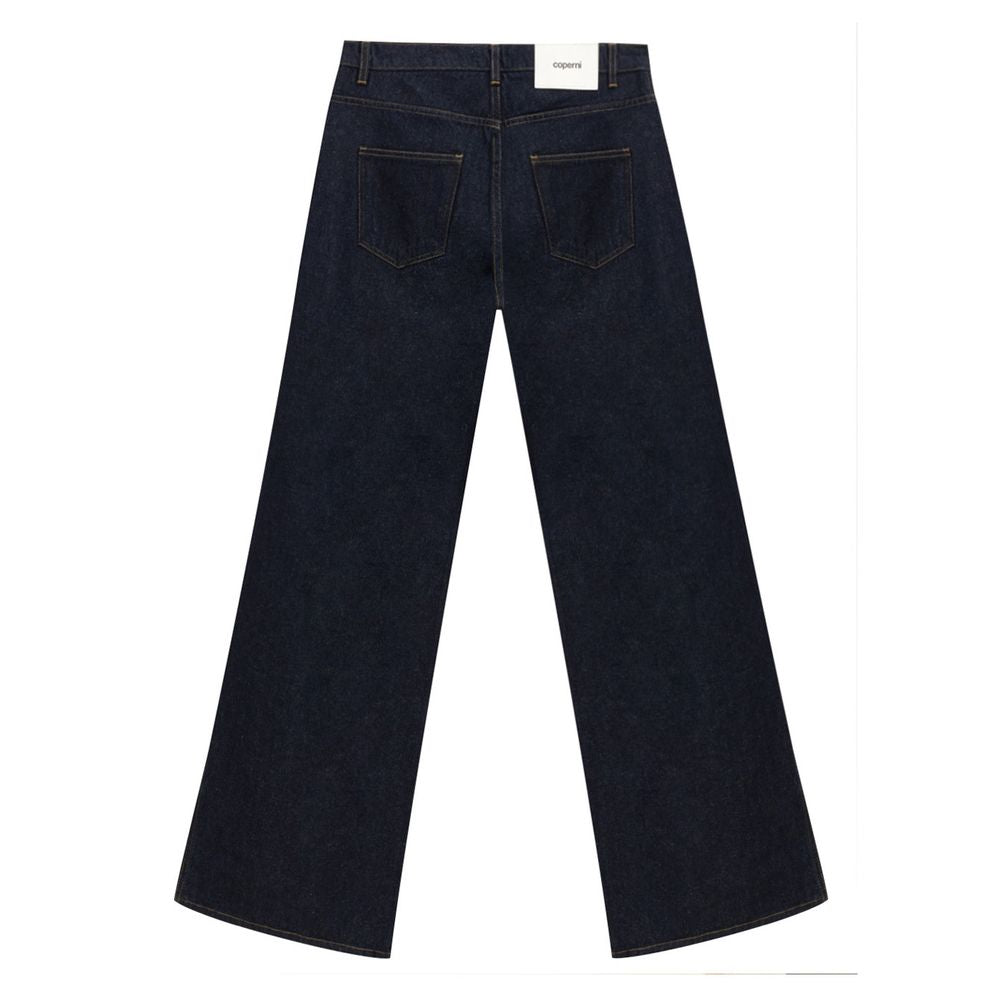 Jeans a vita alta in cotone blu Coperni