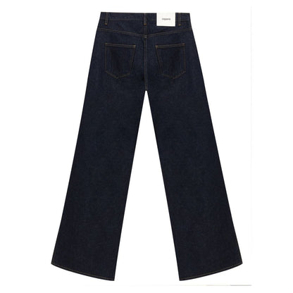 Jeans a vita alta in cotone blu Coperni