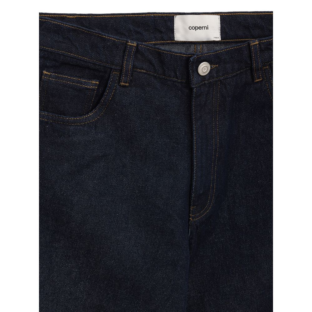 Jeans a vita alta in cotone blu Coperni