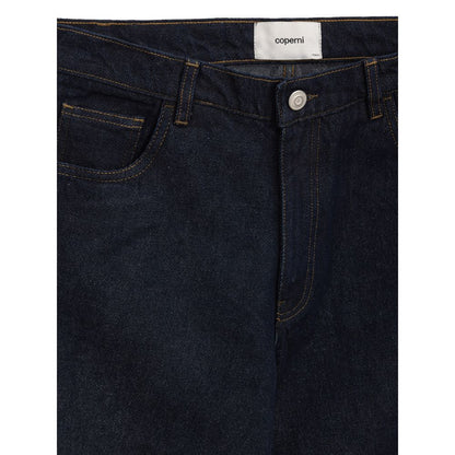 Jeans a vita alta in cotone blu Coperni