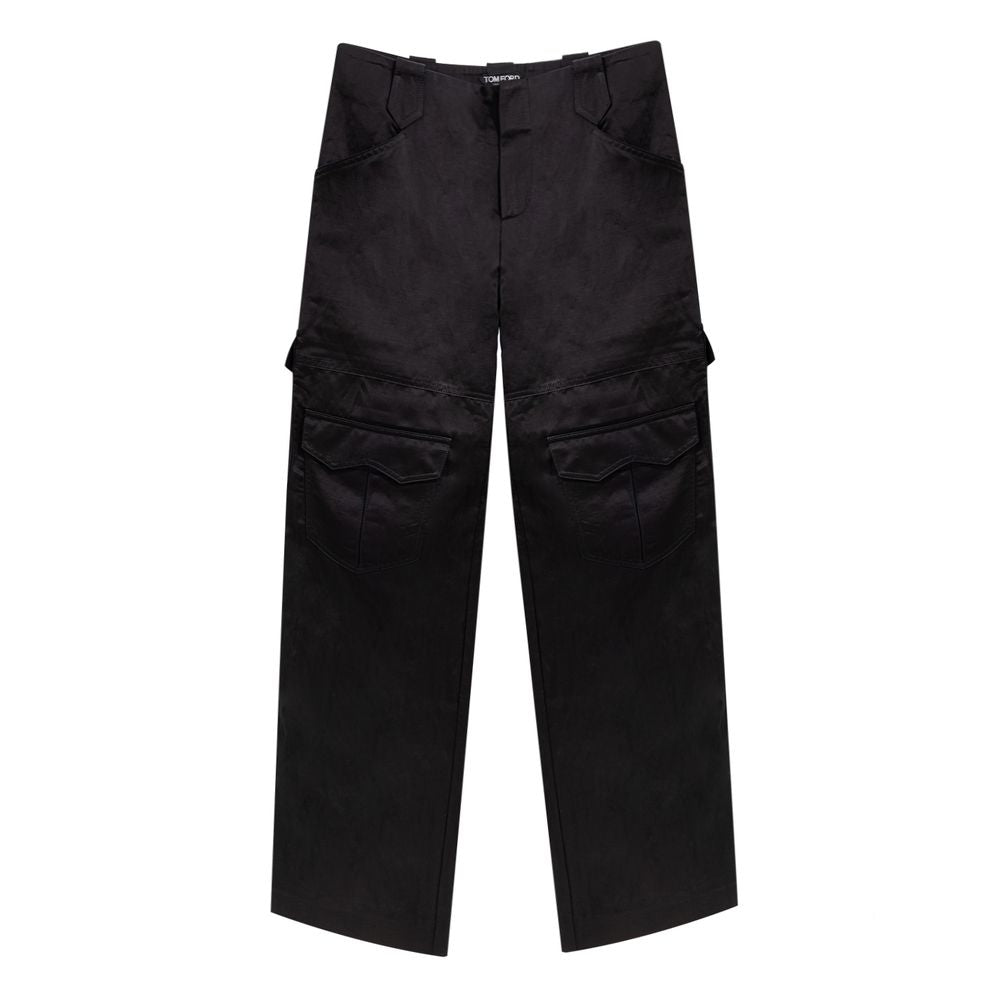 Pantaloni cargo in viscosa nera Tom Ford