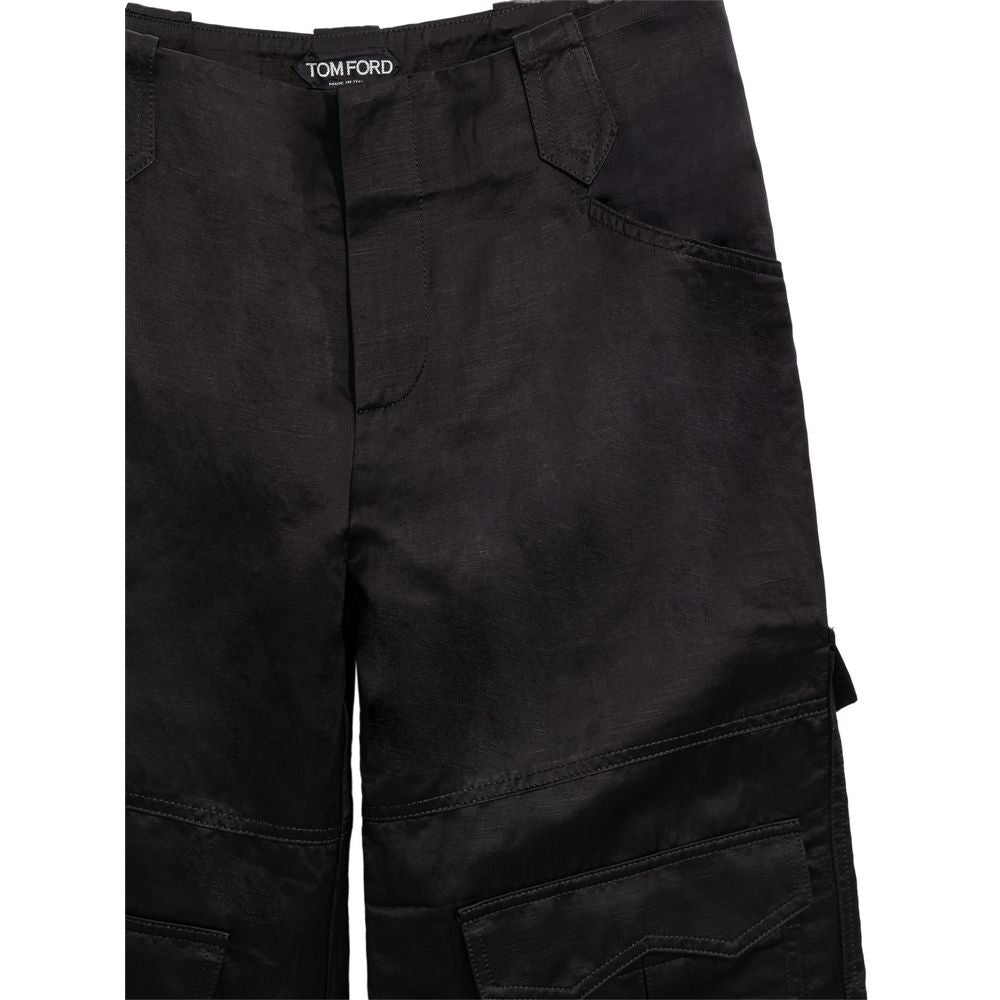 Pantaloni cargo in viscosa nera Tom Ford