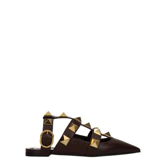Sandali bassi Valentino Garavani in pelle marrone