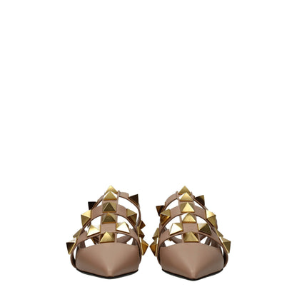 Valentino Garavani Sandales plates en cuir rose