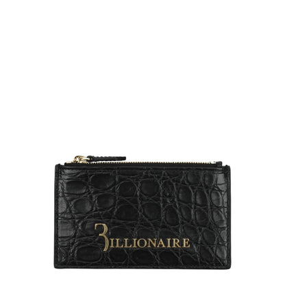 Portacarte in coccodrillo nero Billionaire Italian Couture
