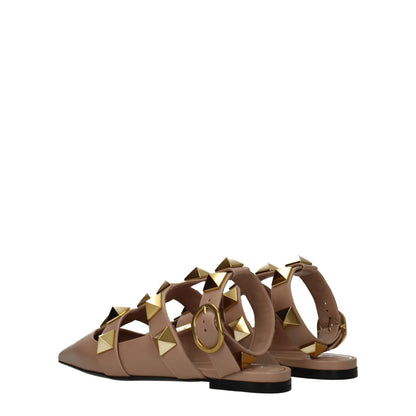 Valentino Garavani Sandales plates en cuir rose
