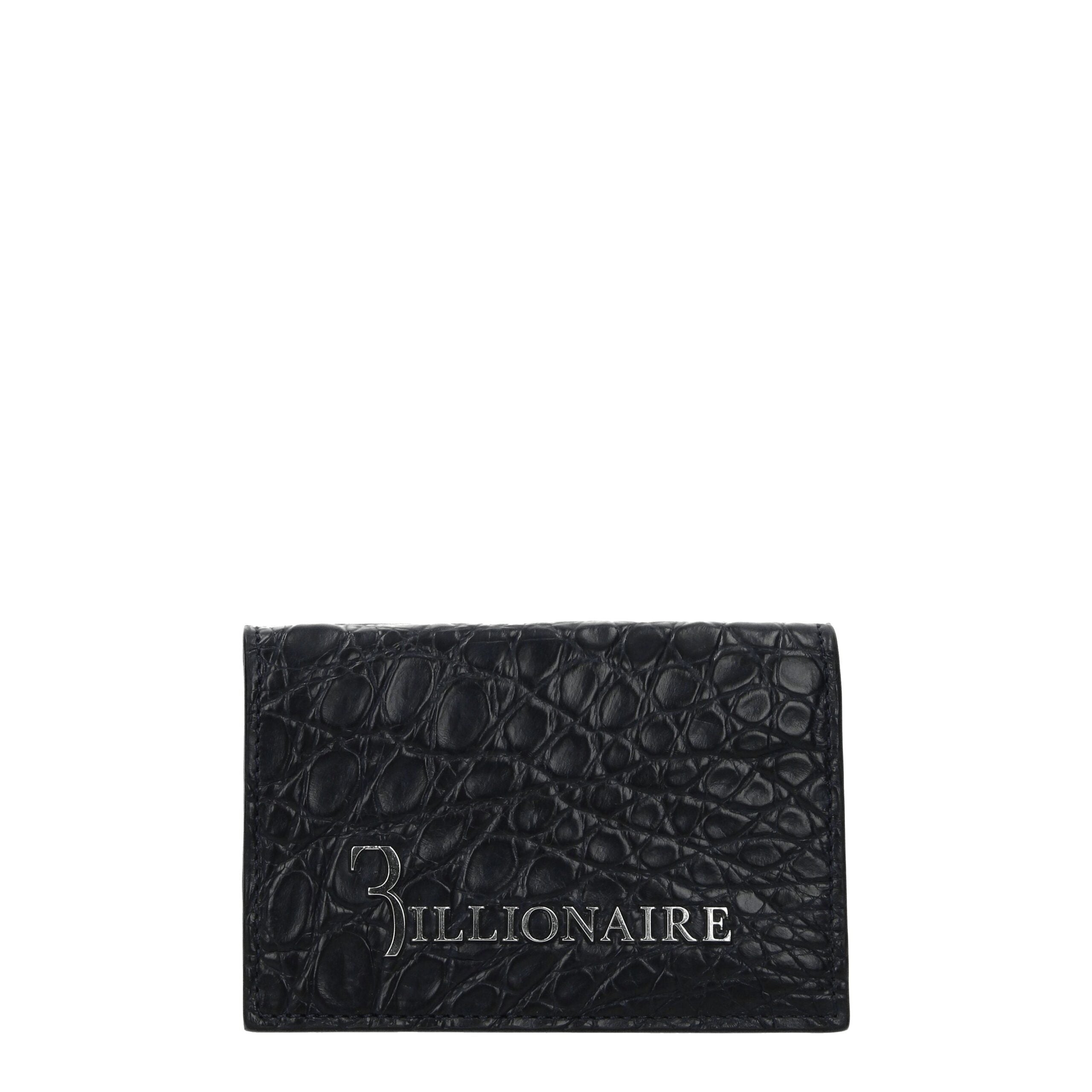 Porte-cartes en crocodile bleu, style couture italien milliardaire