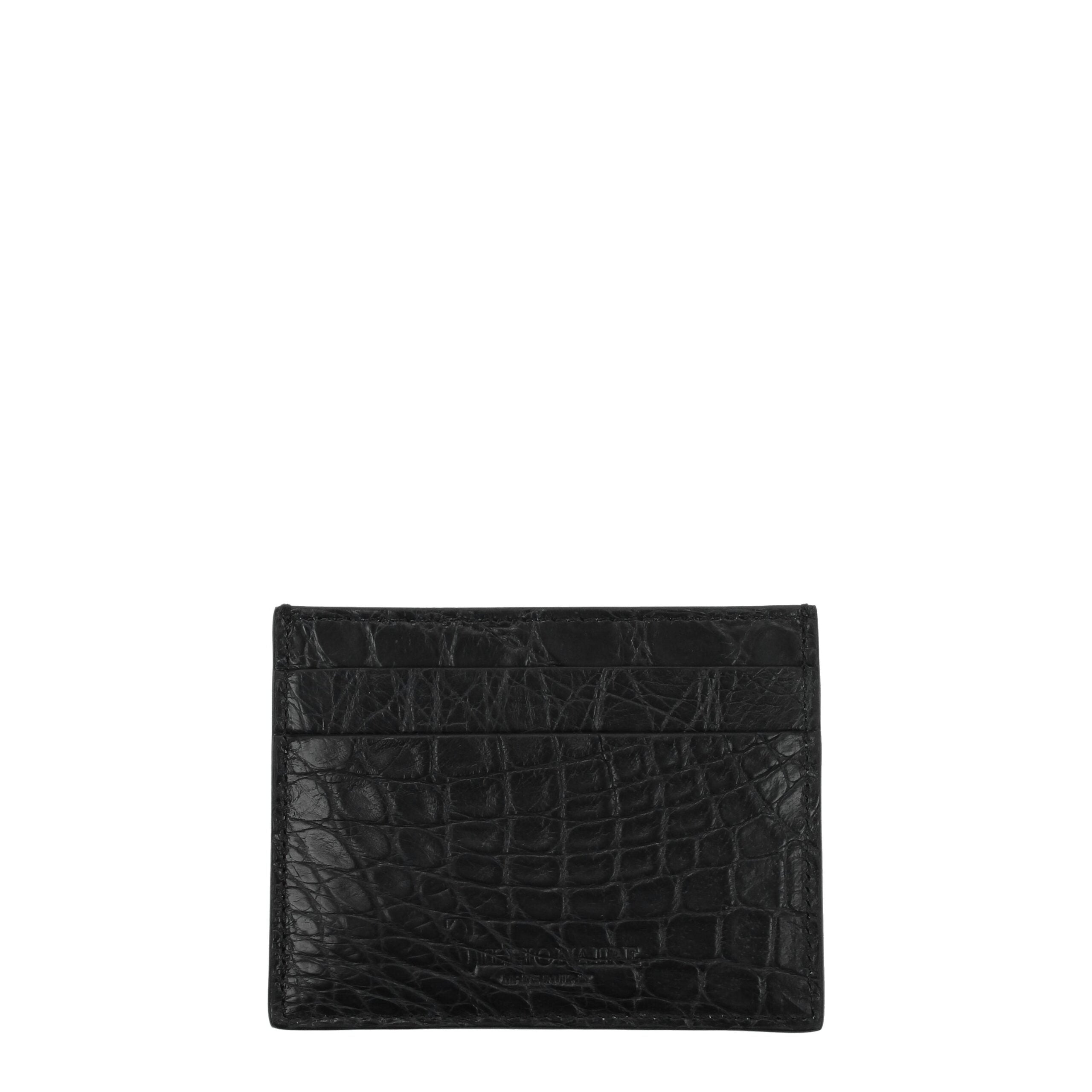 Porte-cartes en crocodile noir style italien de milliardaire