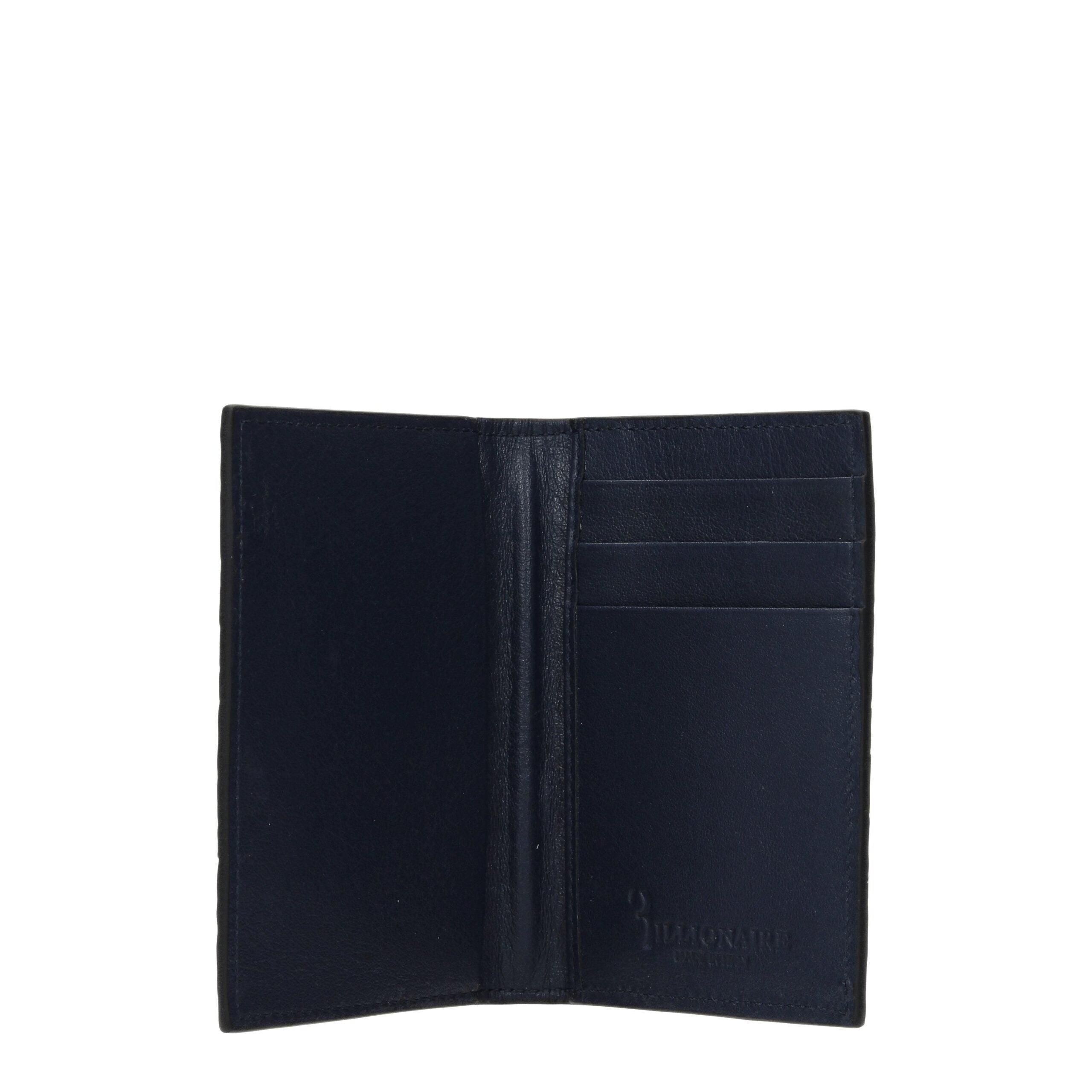 Porte-cartes en crocodile bleu, style couture italien milliardaire
