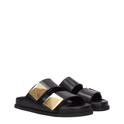 Ciabatte in pelle nera Valentino Garavani
