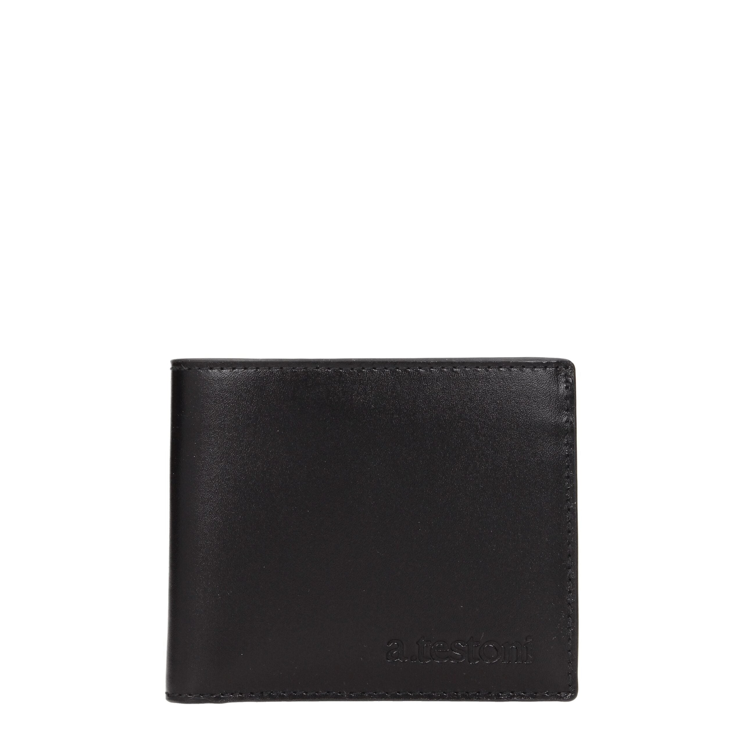 Portefeuille en cuir noir Testoni