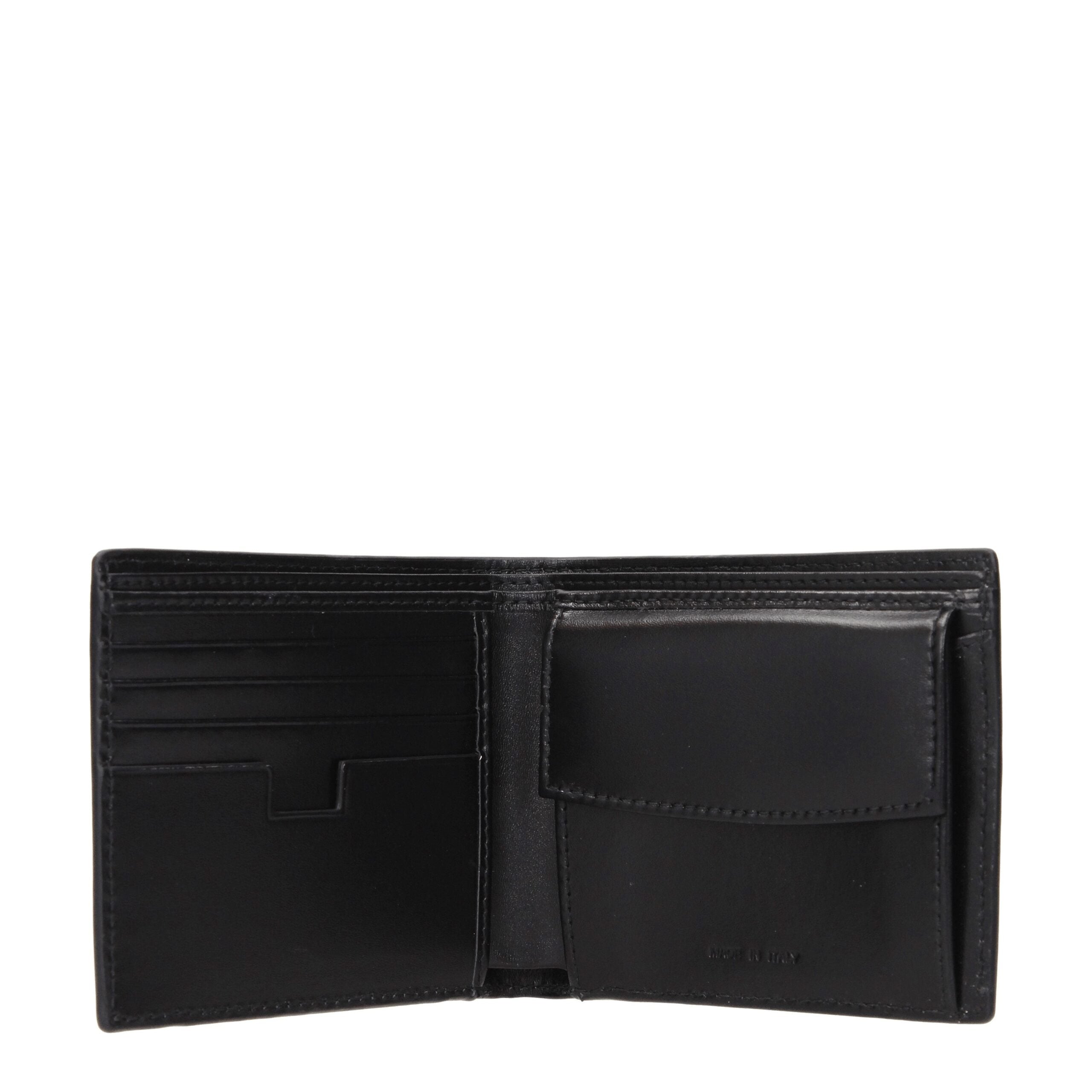 Portefeuille en cuir noir Testoni