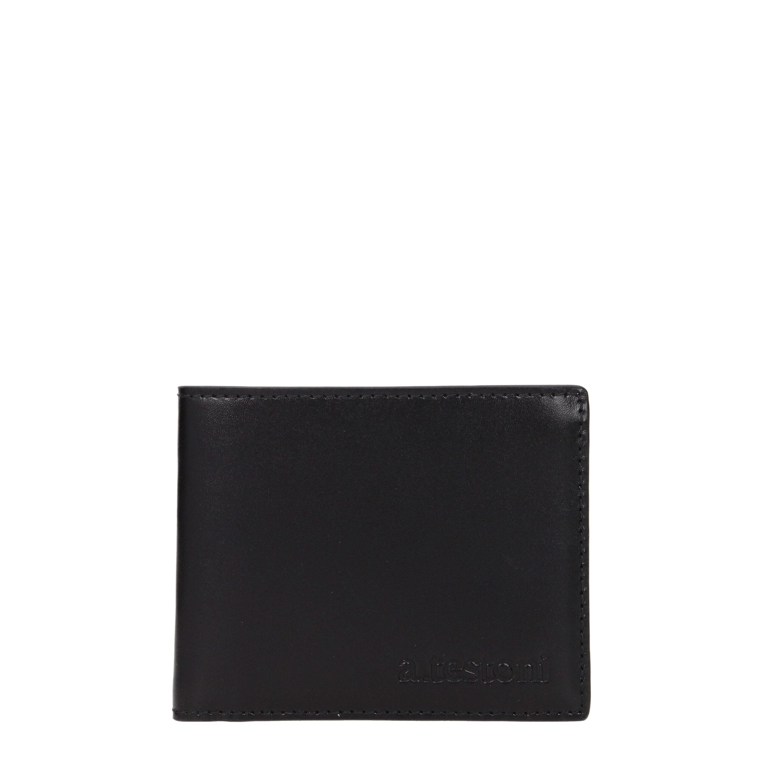Portefeuille en cuir noir Testoni