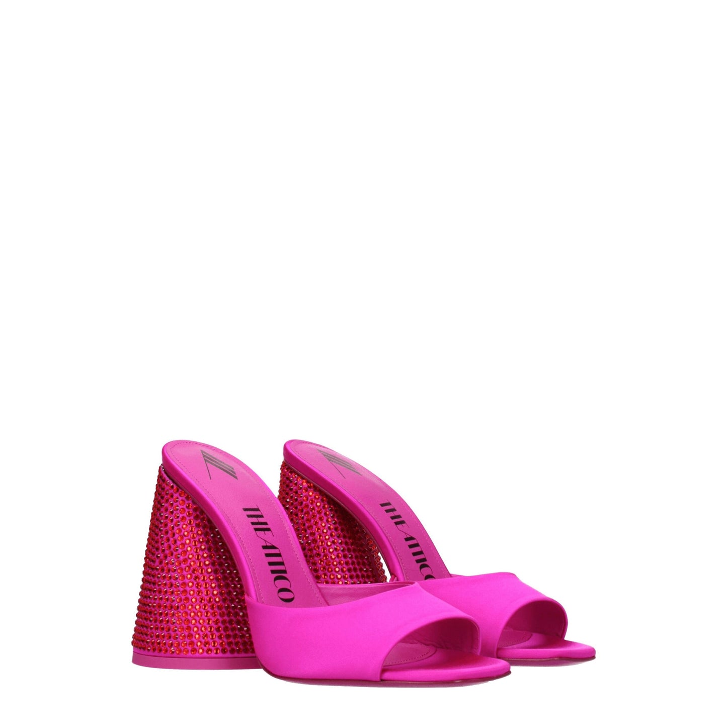 Sandali con plateau in raso rosa The Attico