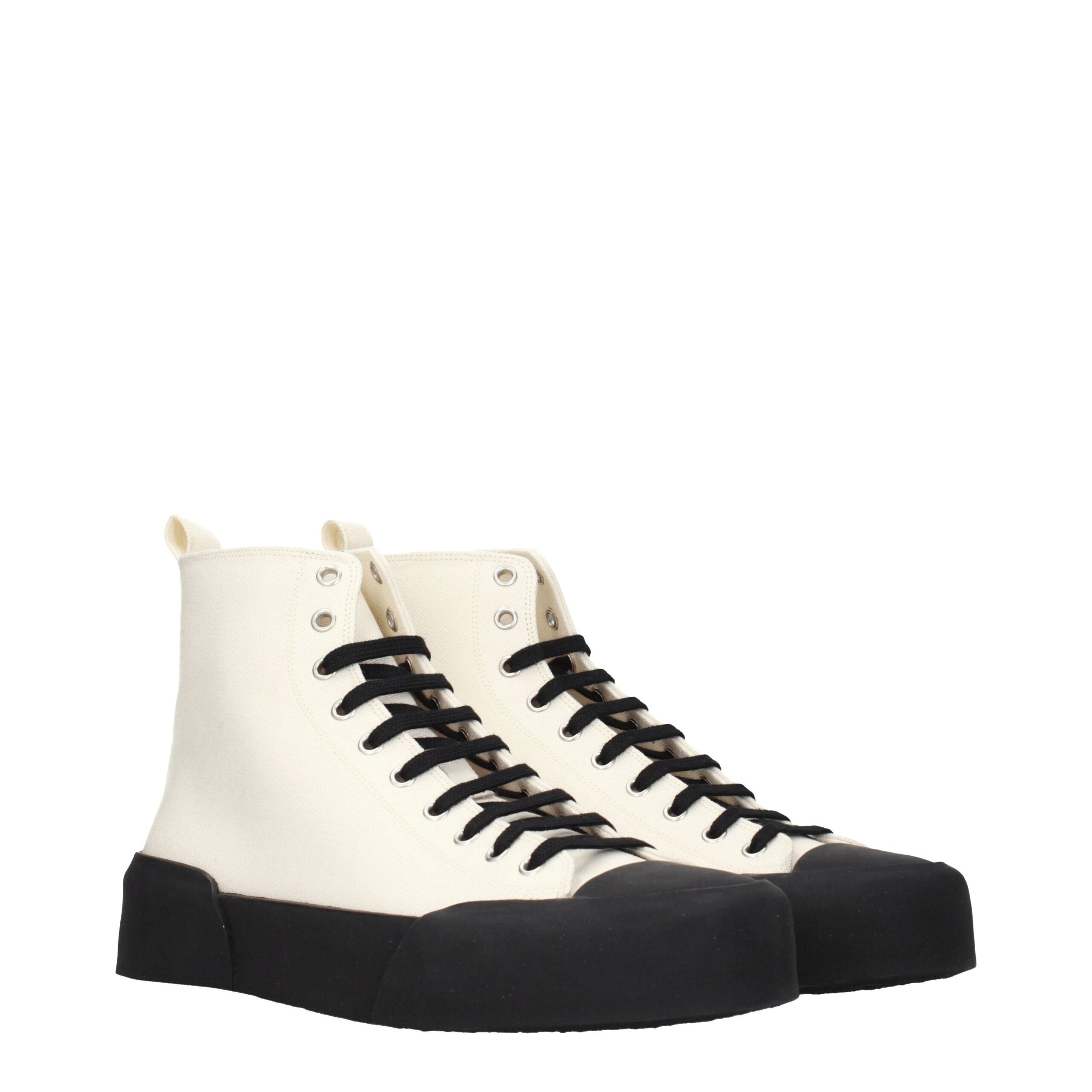 Baskets montantes en tissu beige Jil Sander